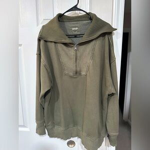 Aerie Quarter Zip, Olive, Women’s Size Large. Like new!